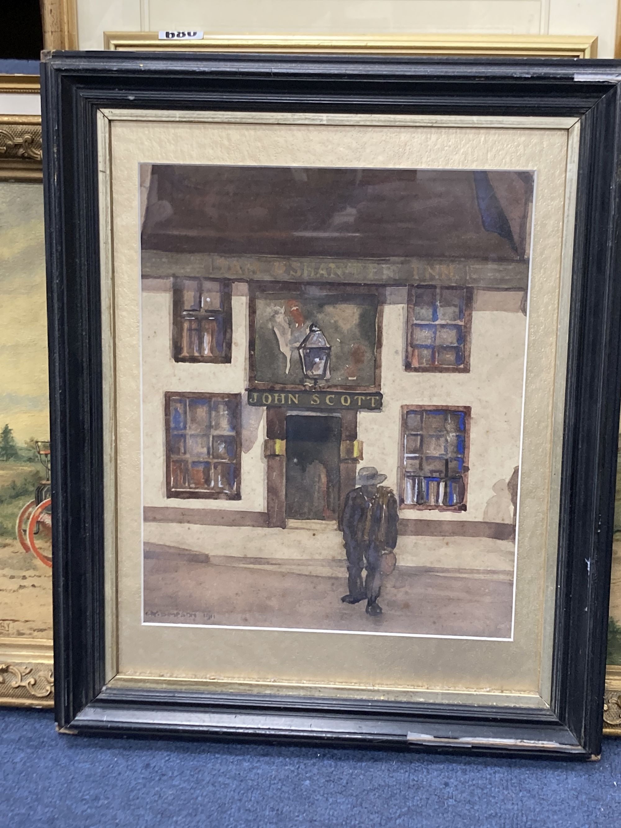 W.Simpson, 1911, watercolour, The Tam OShanter Tavern, signed and dated, 30 x 24cm.